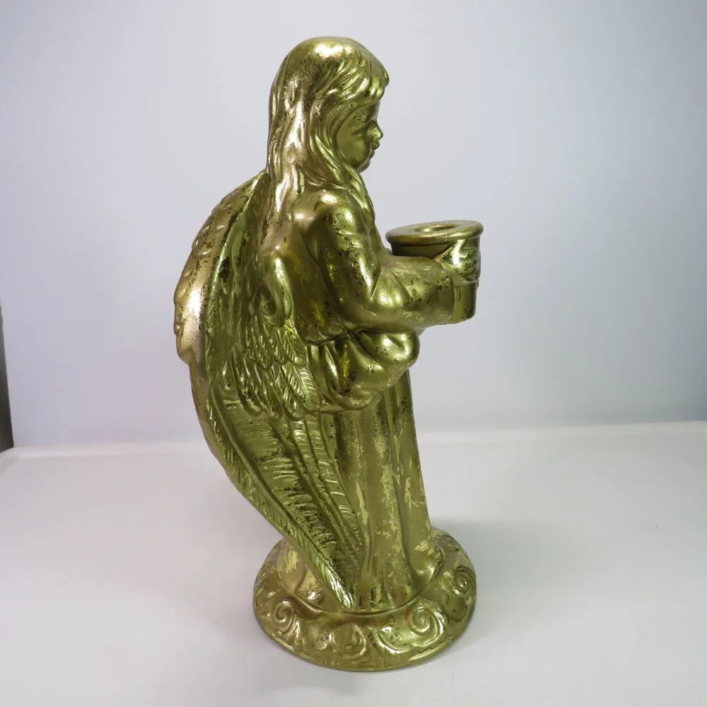 Gold Foil Ceramic Angel with candle holder 12